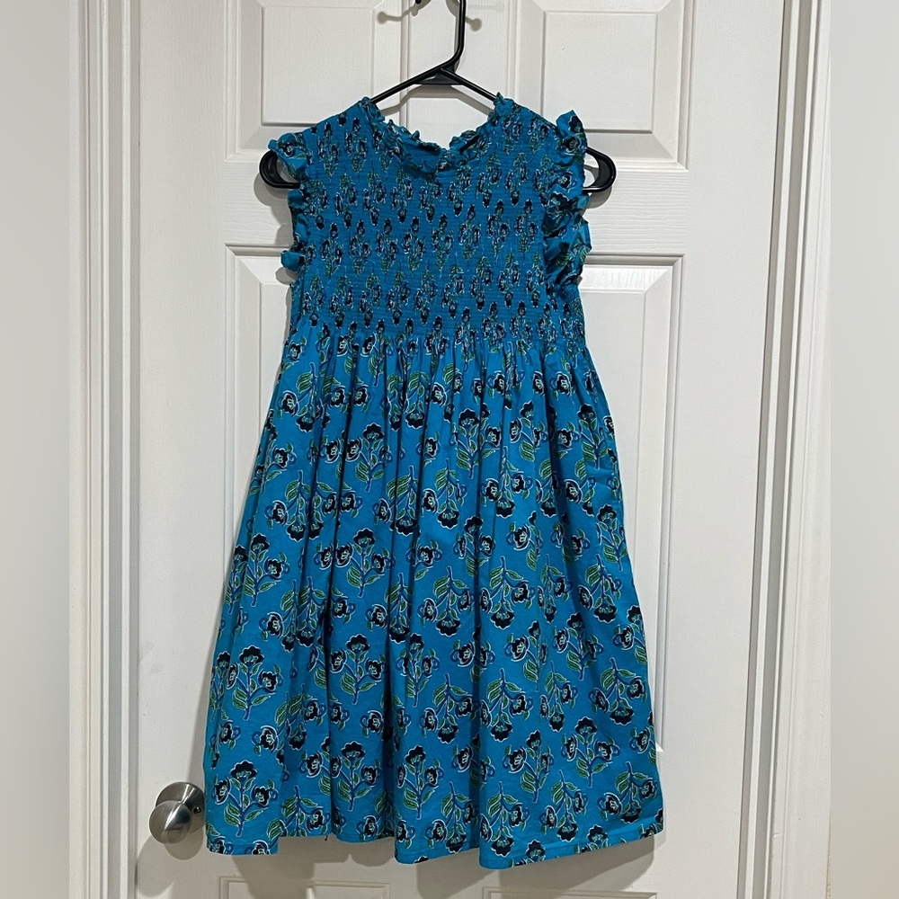 FRENCH CONNECTION YOUTH GIRLS Blue Floral Smocked Sundress SIZE L( 14/16 )